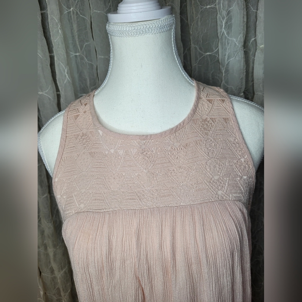 Mossimo Target Blush Pink Sleeveless High Low Top Silver Zipper Textured Boho M - Picture 2 of 7